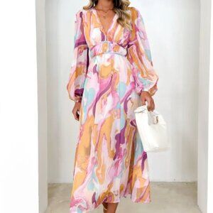 Anniston Maxi Dress – Pink Swirl – AU 20 (US 16) - Plus Size, NEVER WORN!